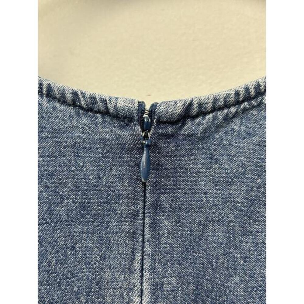 LOUP Alicia Denim Chambray Shift Dress Womens XS Short Sleeve Ruffle Two Tone - Picture 6 of 7